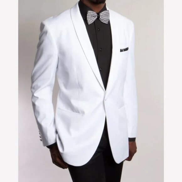 Simple White Tuxedo Suit Blazer Sports Coat Jacket, Modern Fit - Picture 1 of 1